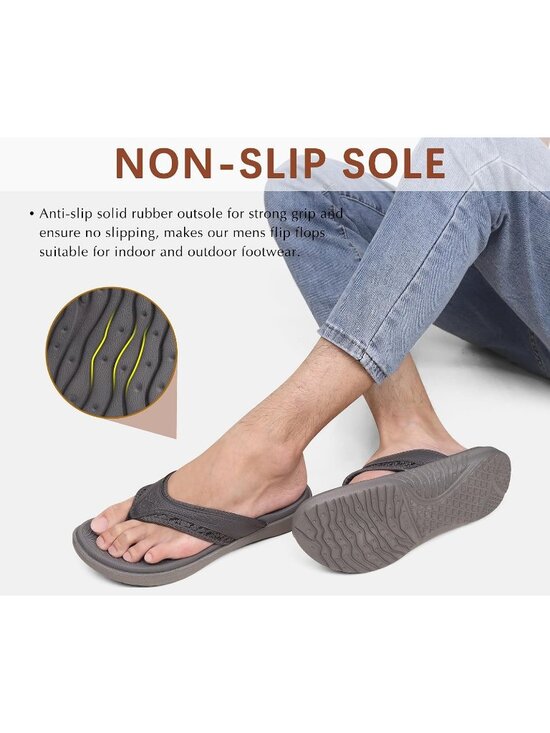 Men\'s Grey Arch Support Sport Flip Flops Comfort Orthotic Thong Sandal Shoes main image 5